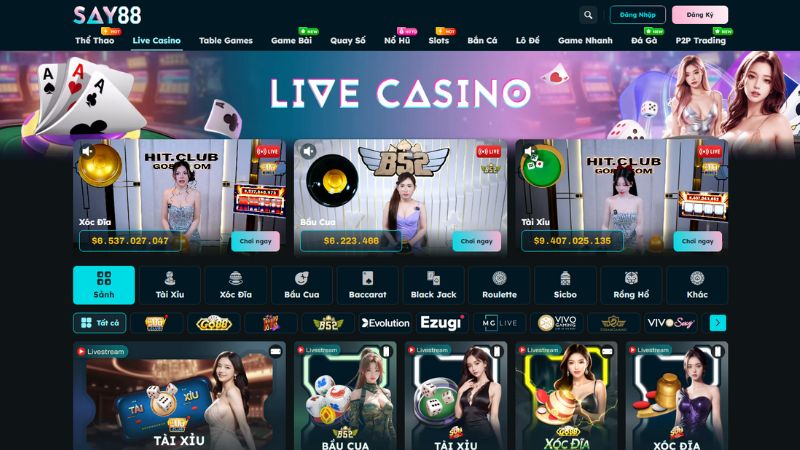 Các tựa game hot tại sảnh Live Casino Say88
